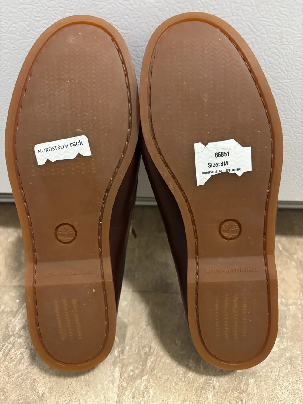 Timberland Dark Brown Leather Moc-Toe Boat Shoes with Tan Laces